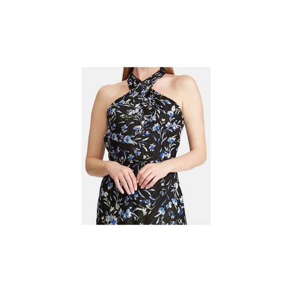 RALPH LAUREN Womens Black Sleeveless Halter Full-Length Evening Sheath Dress 18 - Picture 3 of 4